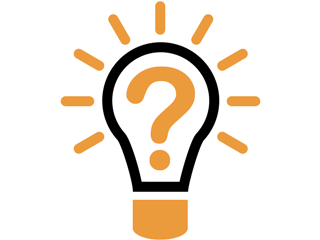 Question mark in a lightbulb icon